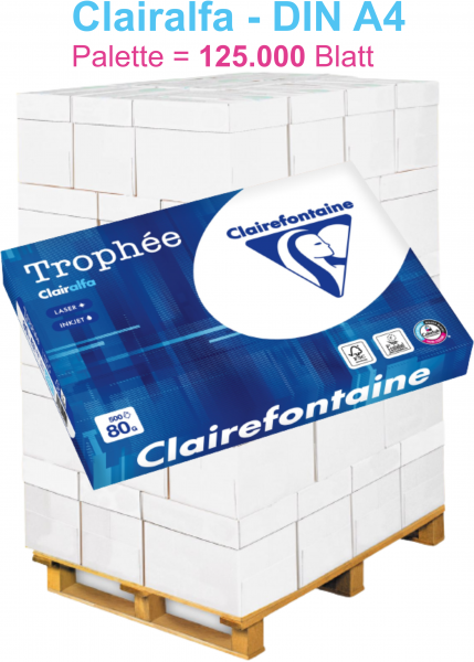 Clairefontaine Trophée CLAIRALFA 1940C Kopierpapier, 80 g/m², DIN A4 - Palette = 125.000 Blatt