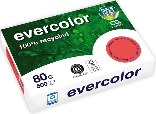 Clairefontaine EVERCOLOR - HIMBERROT 40029C Recyclingpapier / Kopierpapier, 80 g/m², DIN A4