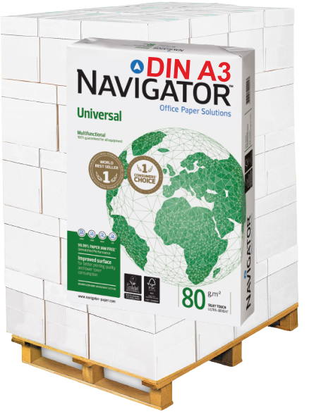 Navigator UNIVERSAL Kopierpapier, 80 g/m², DIN A3 - Palette = 50.000 Blatt
