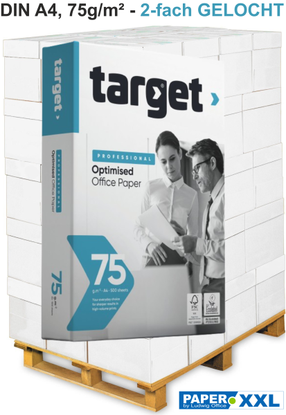 target PROFESSIONAL Kopierpapier, FSC, 75 g/m², DIN A4 - 2-fach GELOCHT - Palette = 100.000 Blatt