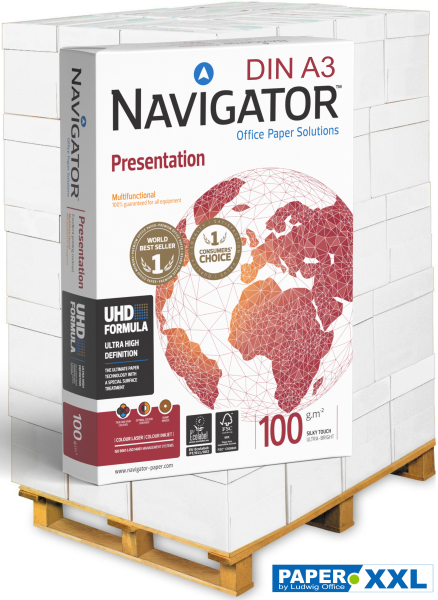 Navigator PRESENTATION Kopierpapier FSC, 100 g/m², DIN A3 - Palette = 40.000 Blatt