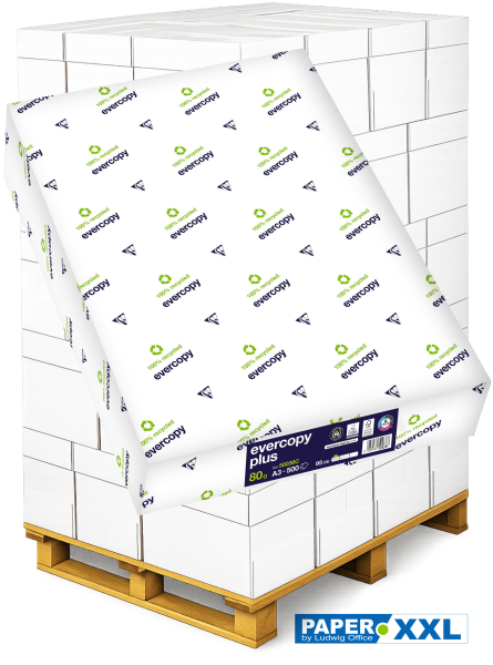 evercopy PLUS Recyclingpapier, Kopierpapier, 80 g/m², DIN A3 - Palette = 60.000 Blatt