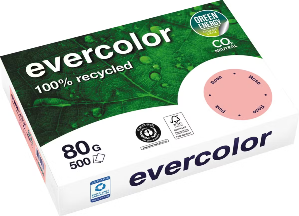 Clairefontaine EVERCOLOR - ROSA 40003C Recyclingpapier / Kopierpapier, 80 g/m², DIN A4