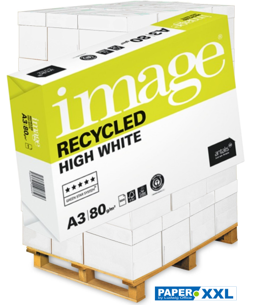 Image Recycled HIGH WHITE Recyclingpapier, Kopierpapier, 80 g/m², DIN A3 - Palette = 50.000 Blatt