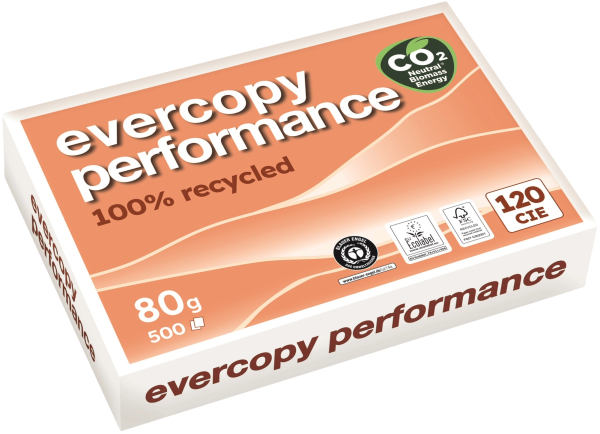 evercopy PERFORMANCE Recyclingpapier, Kopierpapier, 80 g/m², DIN A4