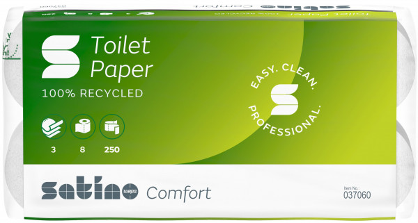 Satino COMFORT Toilettenpapier Kleinrollen, 3-lagig, 9,4 x 12 cm - 037060