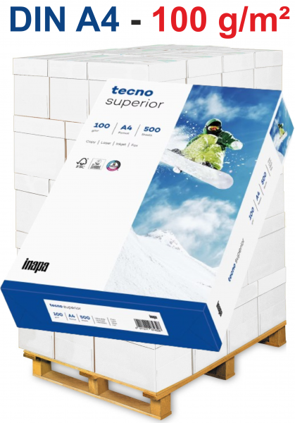 inapa tecno SUPERIOR Kopierpapier, 100 g/m², DIN A4 - Palette = 80.000 Blatt