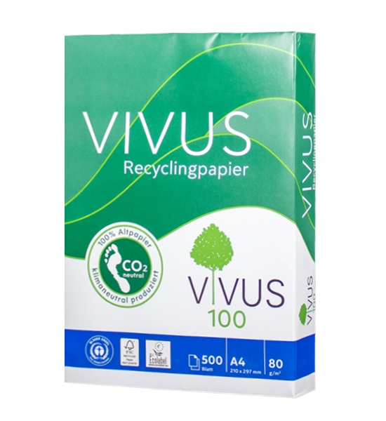 VIVUS 100 Recyclingpapier - 80g/m² - A4 mit hoher Weiße