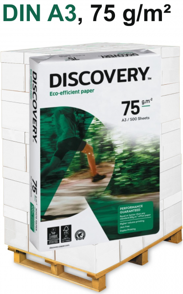 Discovery Kopierpapier, 75 g/m², A3 - Palette = 50.000 Blatt