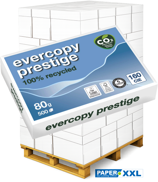 evercopy PRESTIGE Recyclingpapier, Kopierpapier, 80 g/m², DIN A4 - Palette = 120.000 Blatt