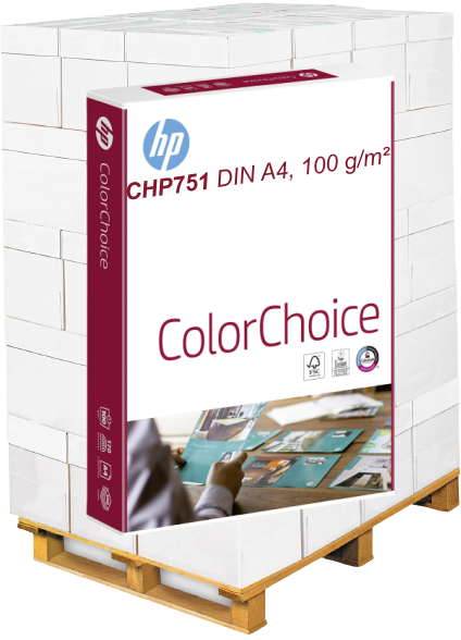 HP ColorChoice CHP751 Kopierpapier, 100 g/m², DIN A4 - Palette = 100.000 Blatt