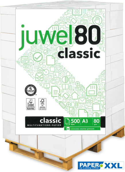 Juwel 80 CLASSIC Kopierpapier, 80 g/m², DIN A3, FSC - Palette = 50.000 Blatt
