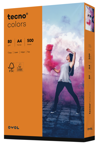 tecno COLORS orange, farbiges Kopierpapier, 80 g/m², DIN A4