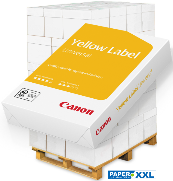 Canon YELLOW Label UNIVERSAL Kopierpapier, A4, 80 g/m² - Palette = 100.000 Blatt