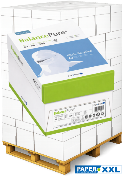 Balance PURE Recyclingpapier, 80 g/m², DIN A4, OHNE Blauen Engel, MAXBOX - Palette = 100.000 Blatt