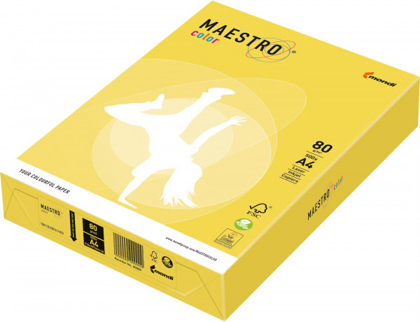 Maestro Color Intensiv KANARIENGELB farbiges Kopierpapier, 80 g/m², DIN A4