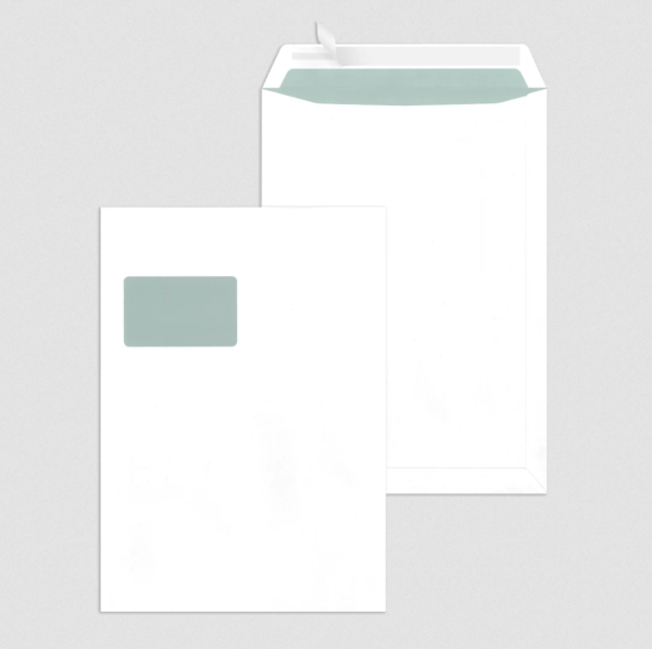 Fenster-Versandtaschen DIN C4 haftklebend Offset weiß 100 g/m²