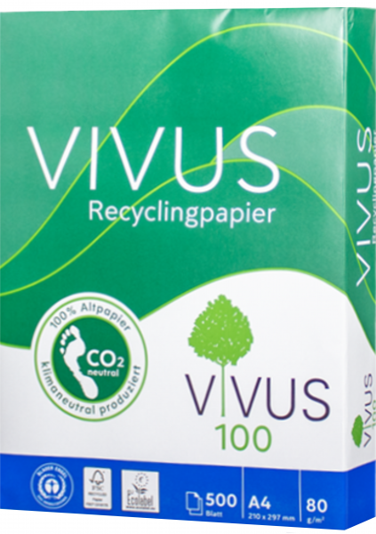 VIVUS 100 Recyclingpapier, Kopierpapier, 80 g/m², DIN A4