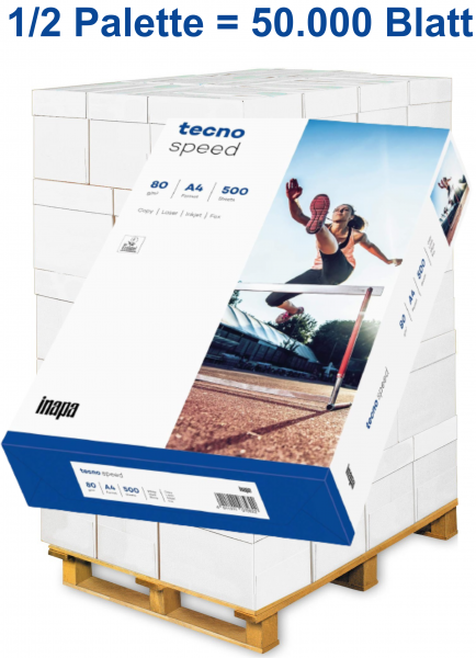 inapa tecno SPEED Kopierpapier, 80 g/m², DIN A4 - 1/2 Palette = 50.000 Blatt