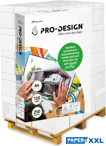 PRO-DESIGN Kopierpapier, 120 g/m², DIN A4 - Palette = 64.000 Blatt