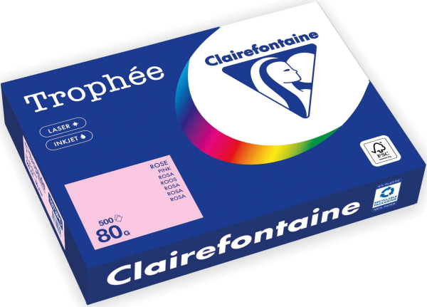 Clairefontaine Trophée, farbiges Kopierpapier, ROSA 1973PC, 80 g/m², DIN A4