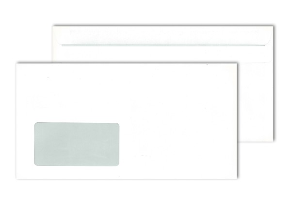 Fenster-Briefhüllen, weiß 75 g, 125 x 235 mm selbstklebend