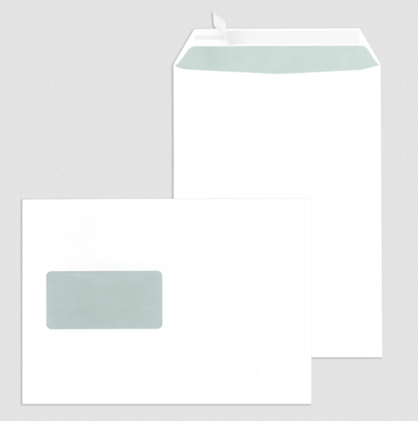 Fenster-Versandtaschen DIN C5 haftklebend Offset weiß 90 g/m²