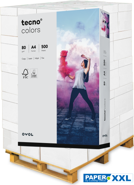 tecno COLORS grau, farbiges Kopierpapier, 80 g/m², DIN A4 - Palette = 100.000 Blatt
