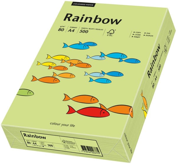 Rainbow 74 leuchtend grün, farbiges Kopierpapier, 80 g/m², DIN A4