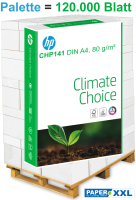 HP CLIMATE CHOICE CHP141 Kopierpapier, DIN A4, 80 g/m² - Palette = 120.000 Blatt HP CLIMATE CHOICE CHP141 Kopierpapier, DIN A4, 80 g/m² - Palette = 120.000 Blatt