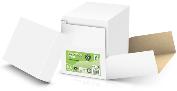 evercopy PLUS Recyclingpapier, 80 g/m², DIN A4, UNGERIEST - 2.500 Blatt in der Maxibox