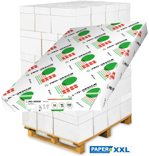 PRO-DESIGN Kopierpapier / Farblaserpapier, 90 g/m², DIN A3 - Palette = 42.000 Blatt