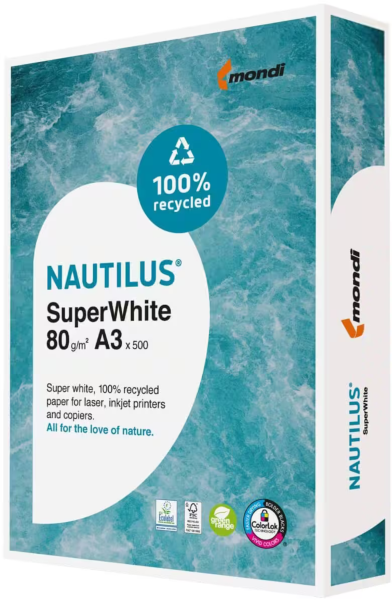 Nautilus SUPERWHITE Kopierpapier 80 g/m², DIN A3, CO₂-neutral
