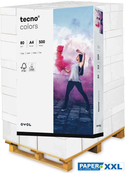 tecno COLORS hellgrau, farbiges Kopierpapier, 80 g/m², DIN A4 - Palette = 100.000 Blatt