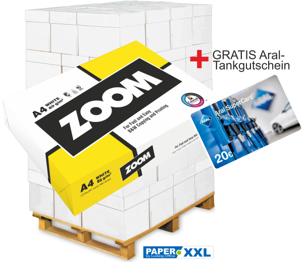 Zoom Kopierpapier, 80 g/m², DIN A4, PEFC - Palette = 100.000 Blatt