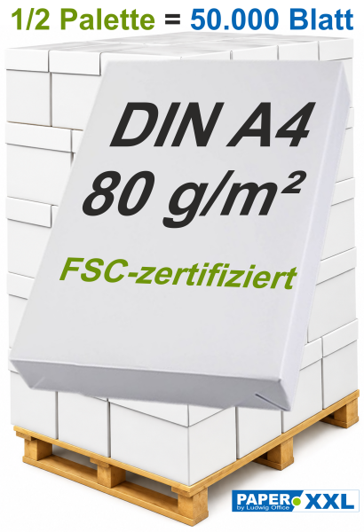 Neutrales UNIVERSALPAPIER, Kopierpapier, 80 g/m², DIN A4 - 1/2 Palette = 50.000 Blatt