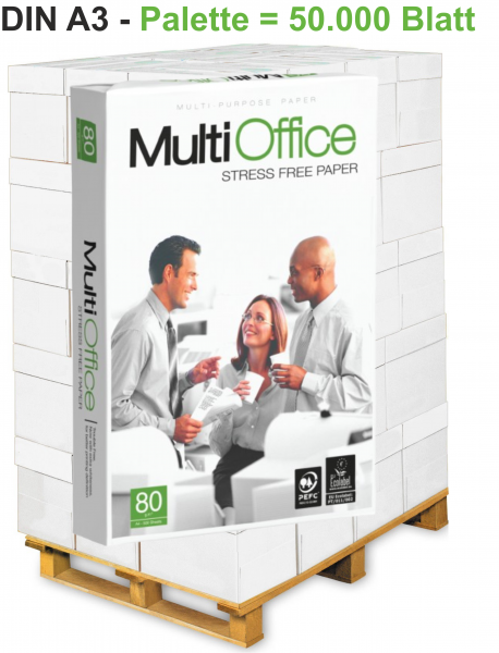 MultiOffice Kopierpapier, 80 g/m², DIN A3 - Palette = 50.000 Blatt