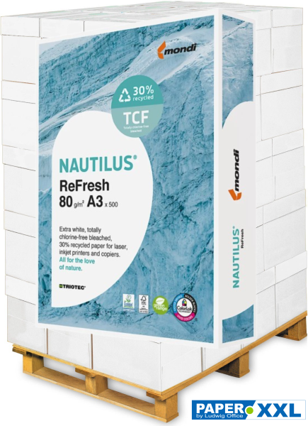 Nautilus ReFresh Recyclingpapier / Kopierpapier, 80 g/m², DIN A3 - Palette = 50.000 Blatt