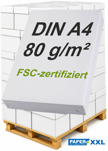 Neutrales UNIVERSALPAPIER, Kopierpapier, 80 g/m², DIN A4, - Palette = 100.000 Blatt Druckerpapier