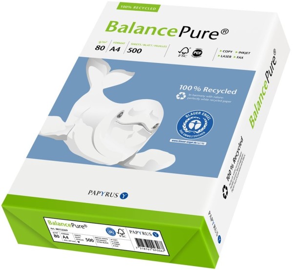 Balance PURE Recyclingpapier, 80 g/m², DIN A4, MIT Blauen Engel