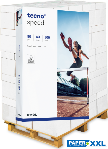 tecno SPEED Kopierpapier, 80 g/m², DIN A3 - Palette = 50.000 Blatt