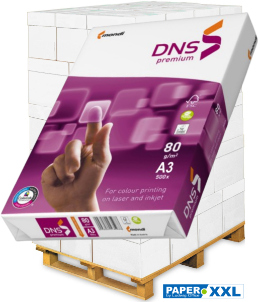 mondi DNS® Premium Kopierpapier, 80 g/m², DIN A3 - Palette = 50.000 Blatt