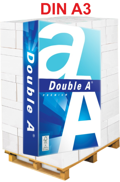 Double A Premium, 80 g/m², DIN A3 (297 x 420 mm) - Palette = 50.000 Blatt