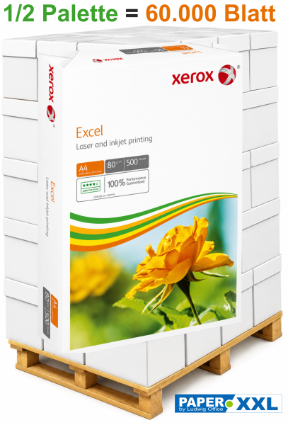 Xerox EXCEL 003R97000 Kopierpapier, 80 g/m², DIN A4 - 1/2 Palette = 60.000 Blatt