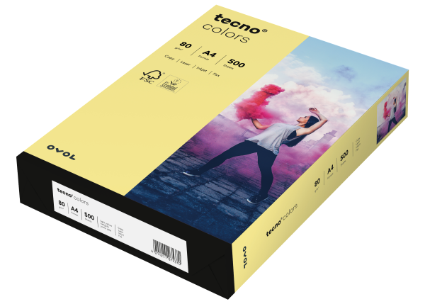 tecno COLORS hellgelb, farbiges Kopierpapier, 80 g/m², DIN A4