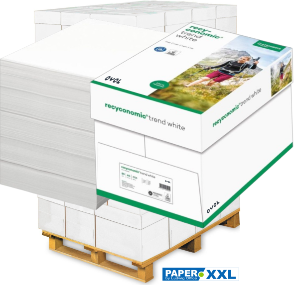 Recyconomic TREND White Recyclingpapier, 80 g/m², DIN A4, SpeedBox - Palette = 100.000 Blatt