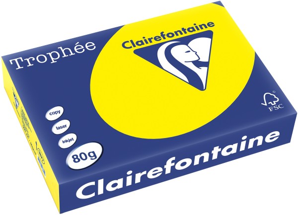 Clairefontaine Trophée, farbiges Kopierpapier, KANARIENGELB 1877PC, 80 g/m², DIN A4