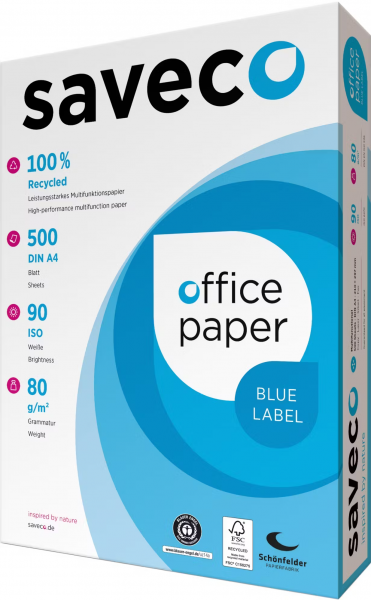 Saveco BLUE Label Recyclingpapier / Kopierpapier, 80 g/m², DIN A4