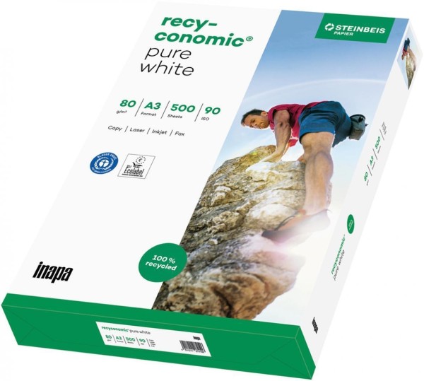 Inapa Recyconomic PURE White Recyclingpapier, 80 g/m², DIN A3