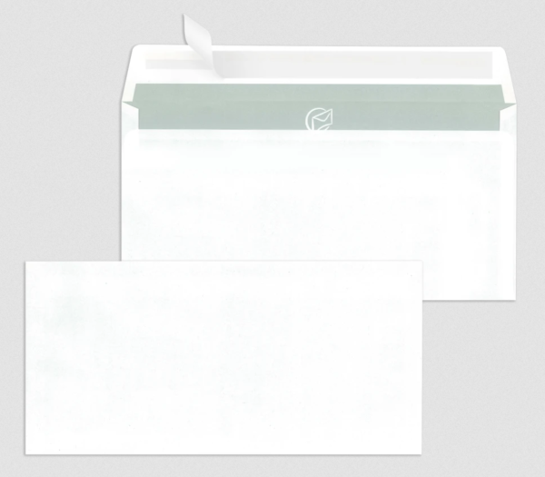 Briefhüllen, weiß 80 g/m², DIN lang (110 x 220 mm) haftklebend